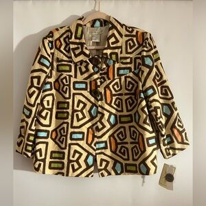 REQUIREMENTS FIRST LOOK LINEN RAYON BLEND ARTSY STYLE BIG BUTTONS JACKET SIZE 16